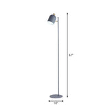 Macaron Cloche Floor Lamp With Adjustable Joint - Metal 1 Head Living Room Standing Light Pewter