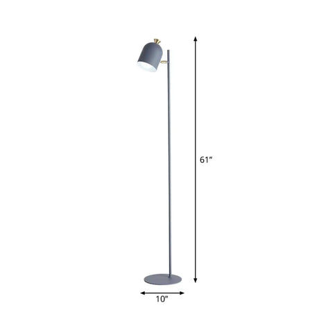 Macaron Cloche Floor Lamp With Adjustable Joint - Metal 1 Head Living Room Standing Light Pewter