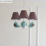 Macaron Colored Bird Chandelier: Resin Pendant Light For Kids Bedroom