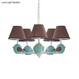 Macaron Colored Bird Chandelier: Resin Pendant Light For Kids Bedroom