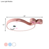 Macaron Dolphin Led Nursery Ceiling Light In Blue/Pink/White - Flush Mount Acrylic Fixture