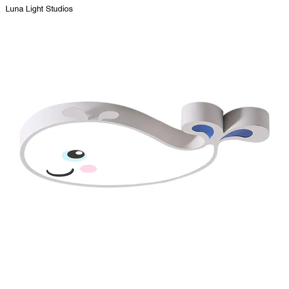 Macaron Dolphin Led Nursery Ceiling Light In Blue/Pink/White - Flush Mount Acrylic Fixture