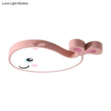 Macaron Dolphin Led Nursery Ceiling Light In Blue/Pink/White - Flush Mount Acrylic Fixture