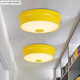 Macaron Drum Ceiling Flush Light In Metal With Led Ideal For Kids Room Available Various Colors