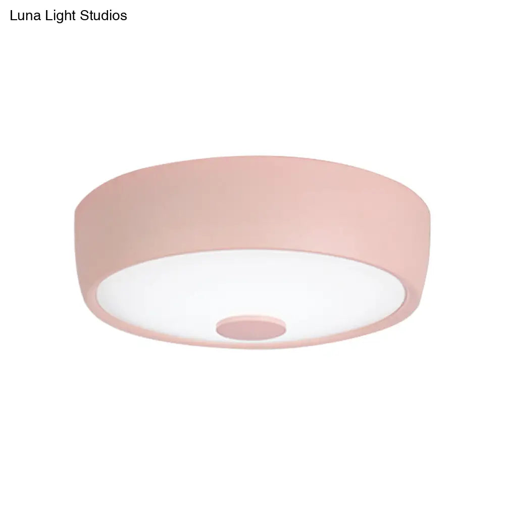 Macaron Drum Ceiling Flush Light In Metal With Led Ideal For Kids Room Available Various Colors