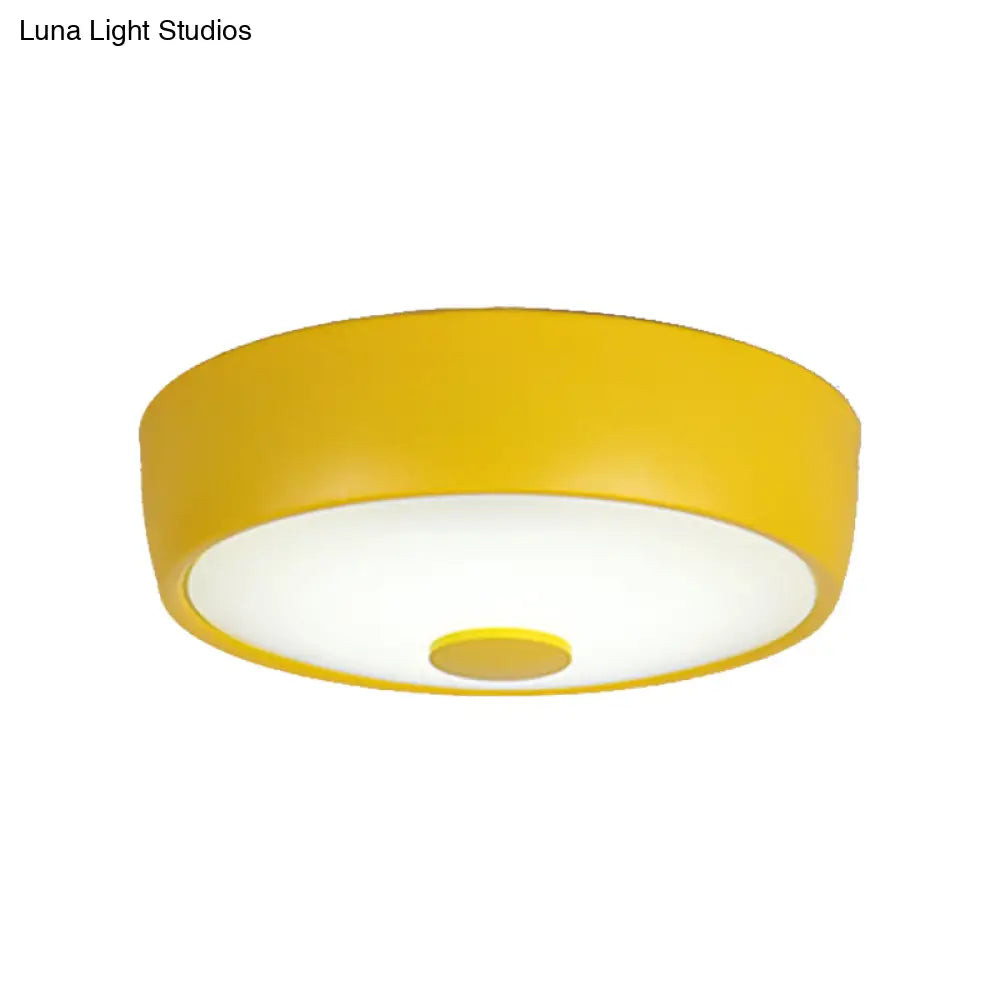 Macaron Drum Ceiling Flush Light In Metal With Led Ideal For Kids Room Available Various Colors