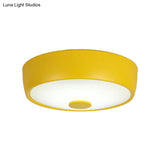Macaron Drum Ceiling Flush Light In Metal With Led Ideal For Kids Room Available Various Colors