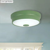 Macaron Drum Ceiling Flush Light In Metal With Led Ideal For Kids Room Available Various Colors