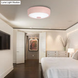 Macaron Drum Ceiling Flush Light In Metal With Led Ideal For Kids Room Available Various Colors