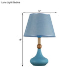 Macaron Fabric 1-Head Night Table Light With Metallic Vase Base - Grey/Pink/Blue