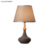 Macaron Fabric 1-Head Night Table Light With Metallic Vase Base - Grey/Pink/Blue