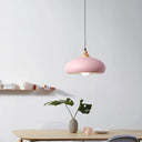 Macaron Grey/Pink/Green Pendant Light With Metal Bowl Shade For Dining Room Pink