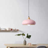 Macaron Grey/Pink/Green Pendant Light With Metal Bowl Shade For Dining Room Pink