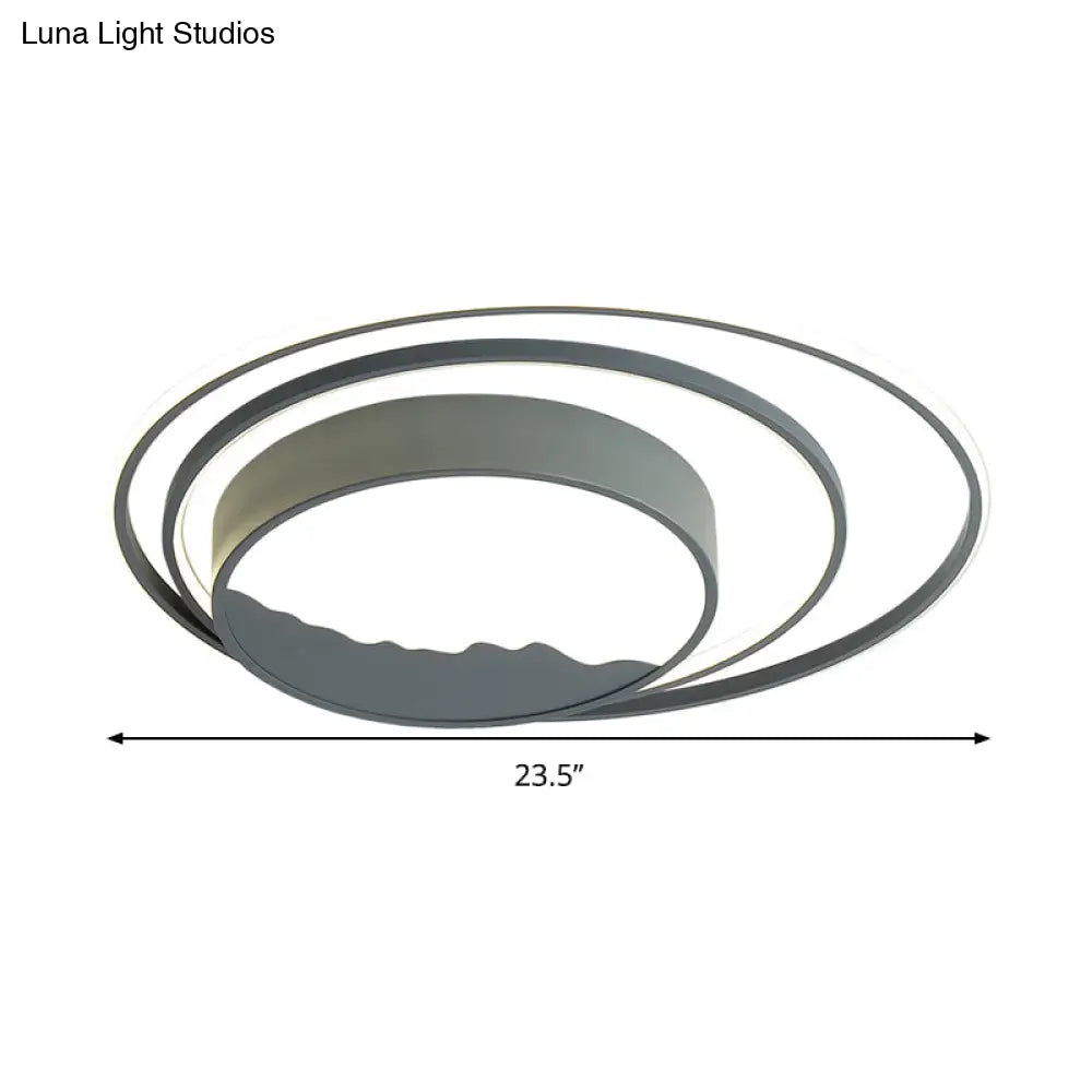 Macaron Grey/White Drum Acrylic Flush Mount Led Ceiling Light - 19.5’/23.5’ Wide Perfect For