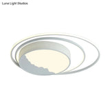 Macaron Grey/White Drum Acrylic Flush Mount Led Ceiling Light - 19.5’/23.5’ Wide Perfect For