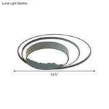 Macaron Grey/White Drum Acrylic Flush Mount Led Ceiling Light - 19.5’/23.5’ Wide Perfect For