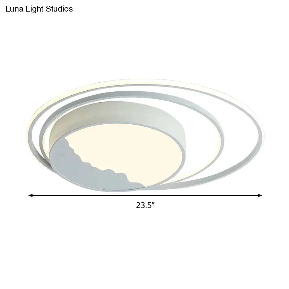 Macaron Grey/White Drum Acrylic Flush Mount Led Ceiling Light - 19.5’/23.5’ Wide Perfect For