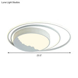 Macaron Grey/White Drum Acrylic Flush Mount Led Ceiling Light - 19.5’/23.5’ Wide Perfect For