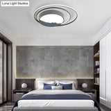 Macaron Grey/White Drum Acrylic Flush Mount Led Ceiling Light - 19.5’/23.5’ Wide Perfect For