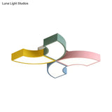 Macaron Half-Ring Flush Mount Led Ceiling Light For Children’s Room - Warm/White