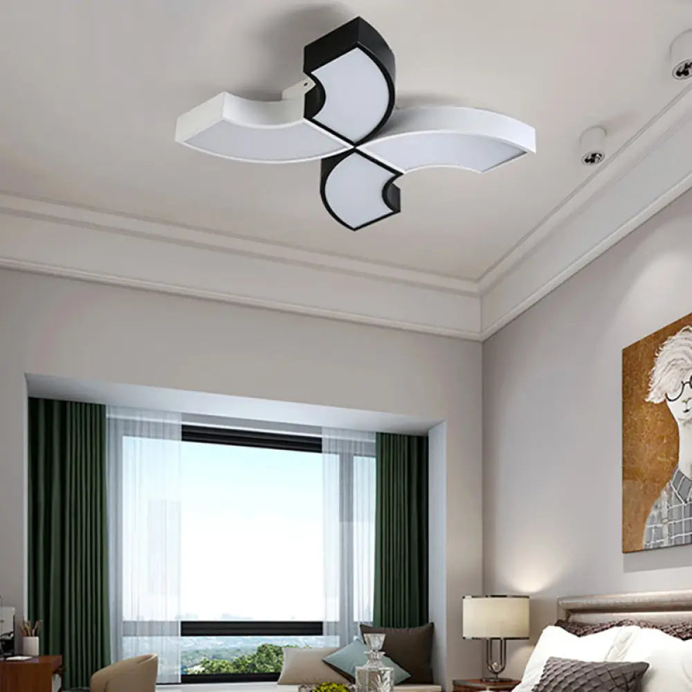 Macaron Half-Ring Flush Mount Led Ceiling Light For Children’s Room - Warm/White Black-White / White