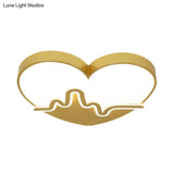 Macaron Heartbeat Acrylic Led Flushmount Ceiling Lamp - White/Pink/Gold Child Bedroom
