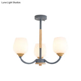 Macaron-Inspired Candy Colored Chandelier With Milk Glass & Metal Hanging Light