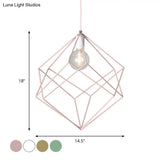 Macaron Iron Cube Pendant Light - Stylish Dining Table And Hallway Hanging Lamp