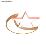 Macaron Led Ceiling Light With Moon And Star Design For Lovely Bedroom Décor