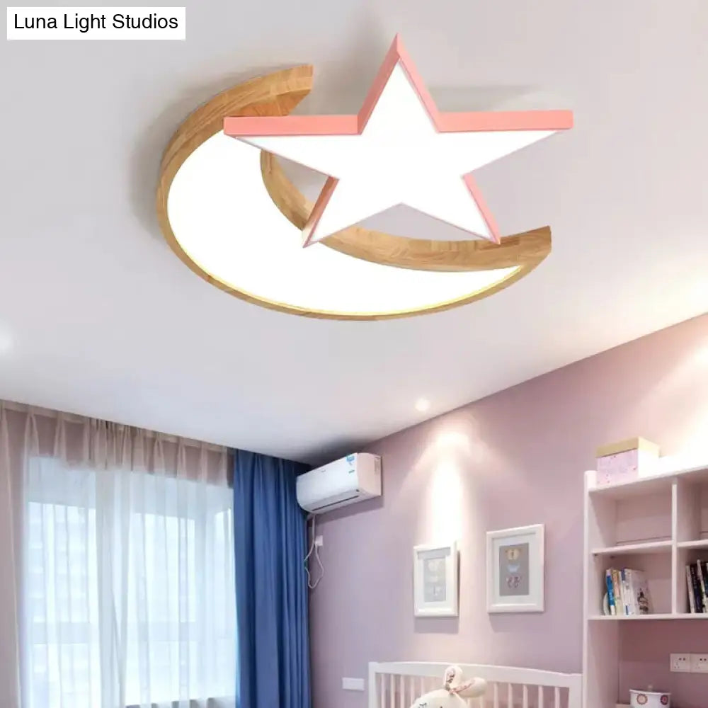 Macaron Led Ceiling Light With Moon And Star Design For Lovely Bedroom Décor
