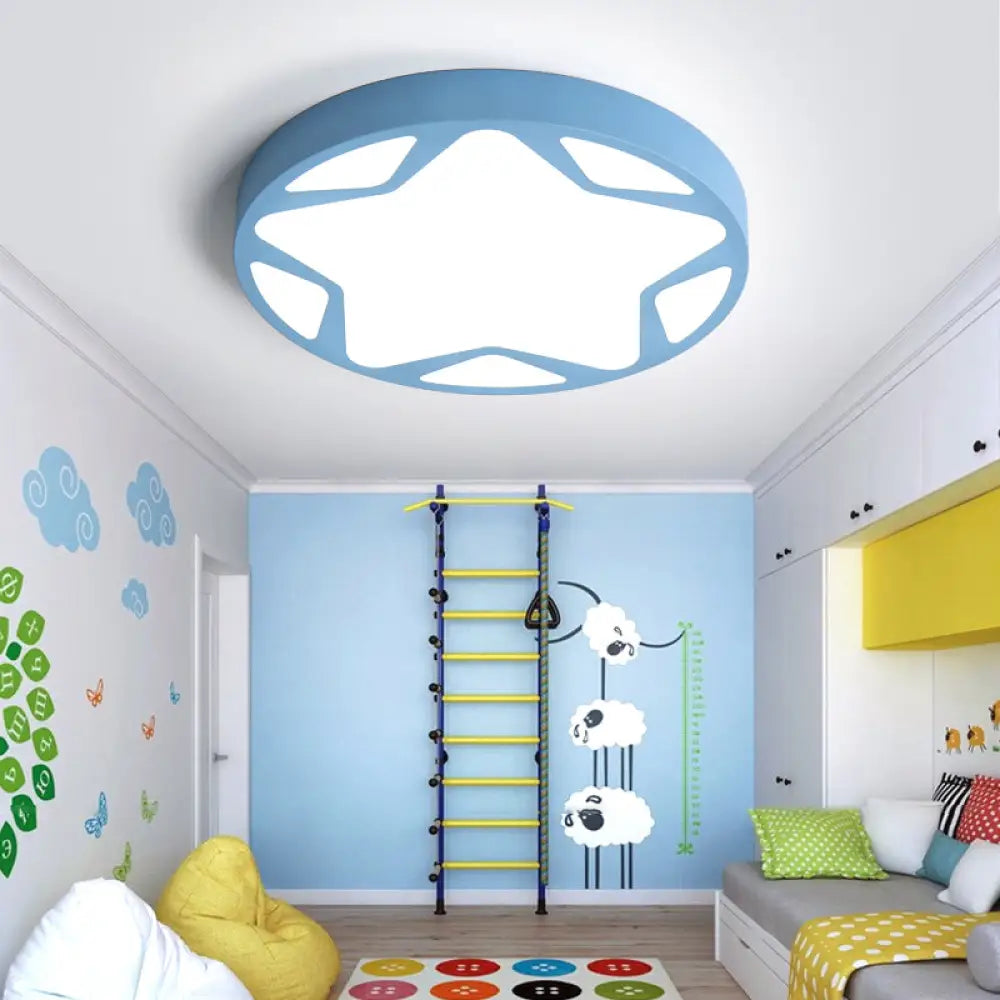 Macaron Loft Acrylic Ceiling Lamp: Candy Colored Flush Light For Child Bedroom Blue / 23.5’