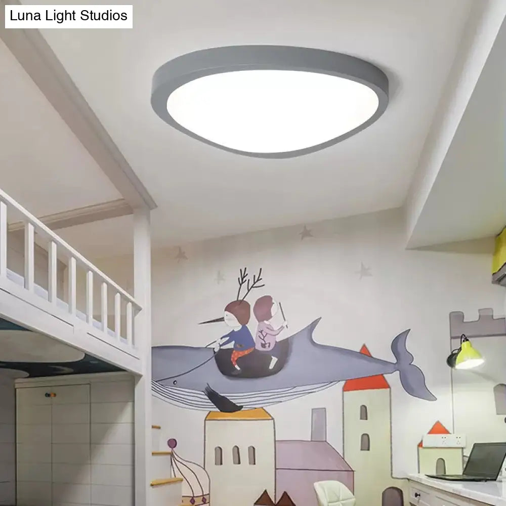 Macaron Loft Acrylic Triangle Led Flush Ceiling Light For Baby Room - Candy Colored Lamp Grey / 18