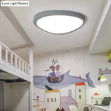 Macaron Loft Acrylic Triangle Led Flush Ceiling Light For Baby Room - Candy Colored Lamp Grey / 18