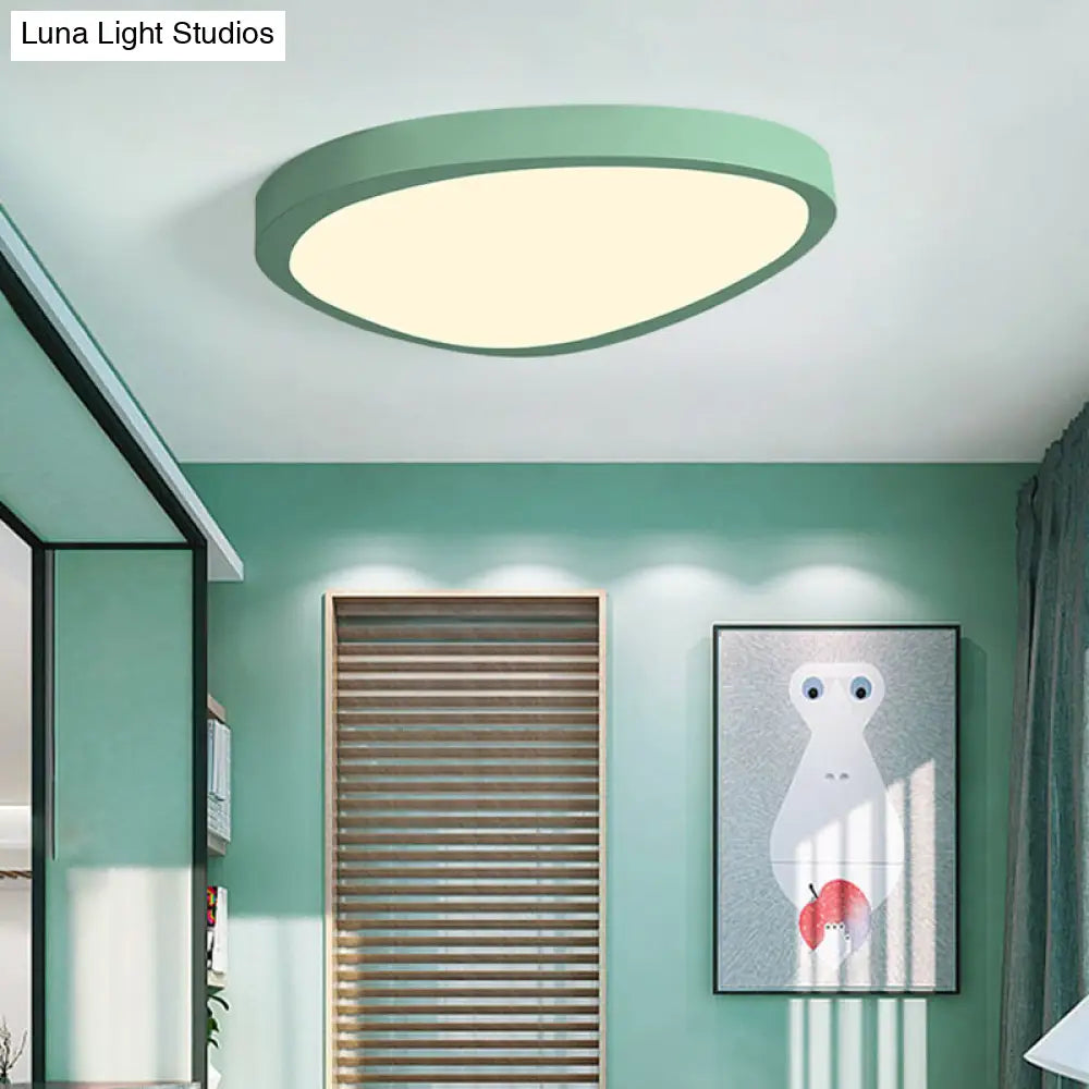 Macaron Loft Acrylic Triangle Led Flush Ceiling Light For Baby Room - Candy Colored Lamp Green / 18