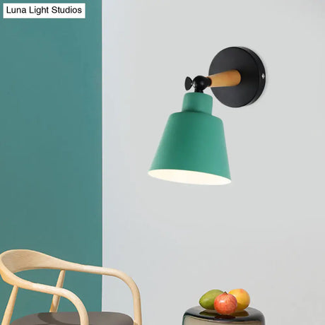 Macaron Loft Bucket Sconce Light - Rotatable Metal Wall Lamp For Hospitality