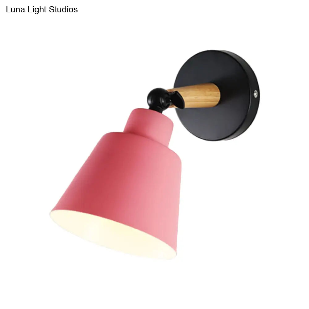 Macaron Loft Bucket Sconce Light - Rotatable Metal Wall Lamp For Hospitality