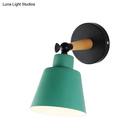 Macaron Loft Bucket Sconce Light - Rotatable Metal Wall Lamp For Hospitality