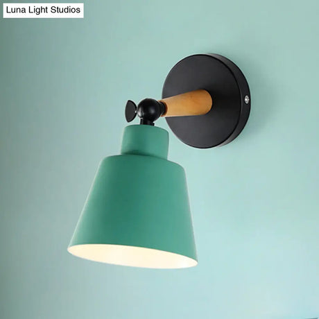 Macaron Loft Bucket Sconce Light - Rotatable Metal Wall Lamp For Hospitality