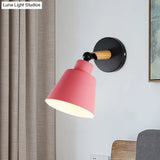 Macaron Loft Bucket Sconce Light - Rotatable Metal Wall Lamp For Hospitality