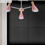 Macaron Loft Chandelier: Baby Bedroom Hanging Light With 3 Metal Lights