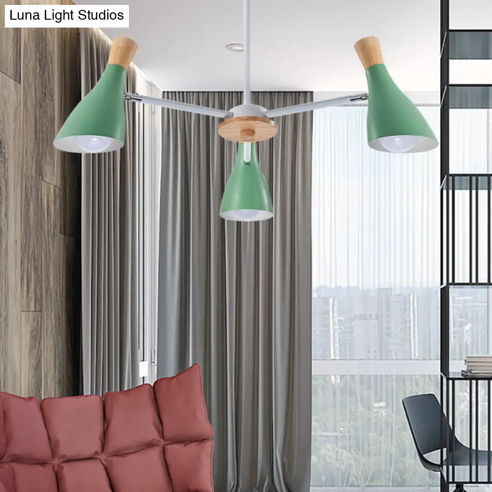 Macaron Loft Chandelier: Baby Bedroom Hanging Light With 3 Metal Lights