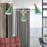 Macaron Loft Chandelier: Baby Bedroom Hanging Light With 3 Metal Lights
