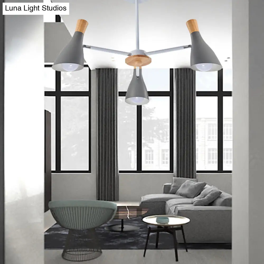 Macaron Loft Chandelier: Baby Bedroom Hanging Light With 3 Metal Lights