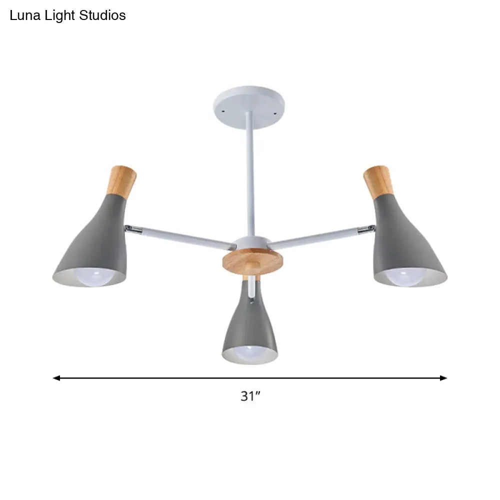 Macaron Loft Chandelier: Baby Bedroom Hanging Light With 3 Metal Lights