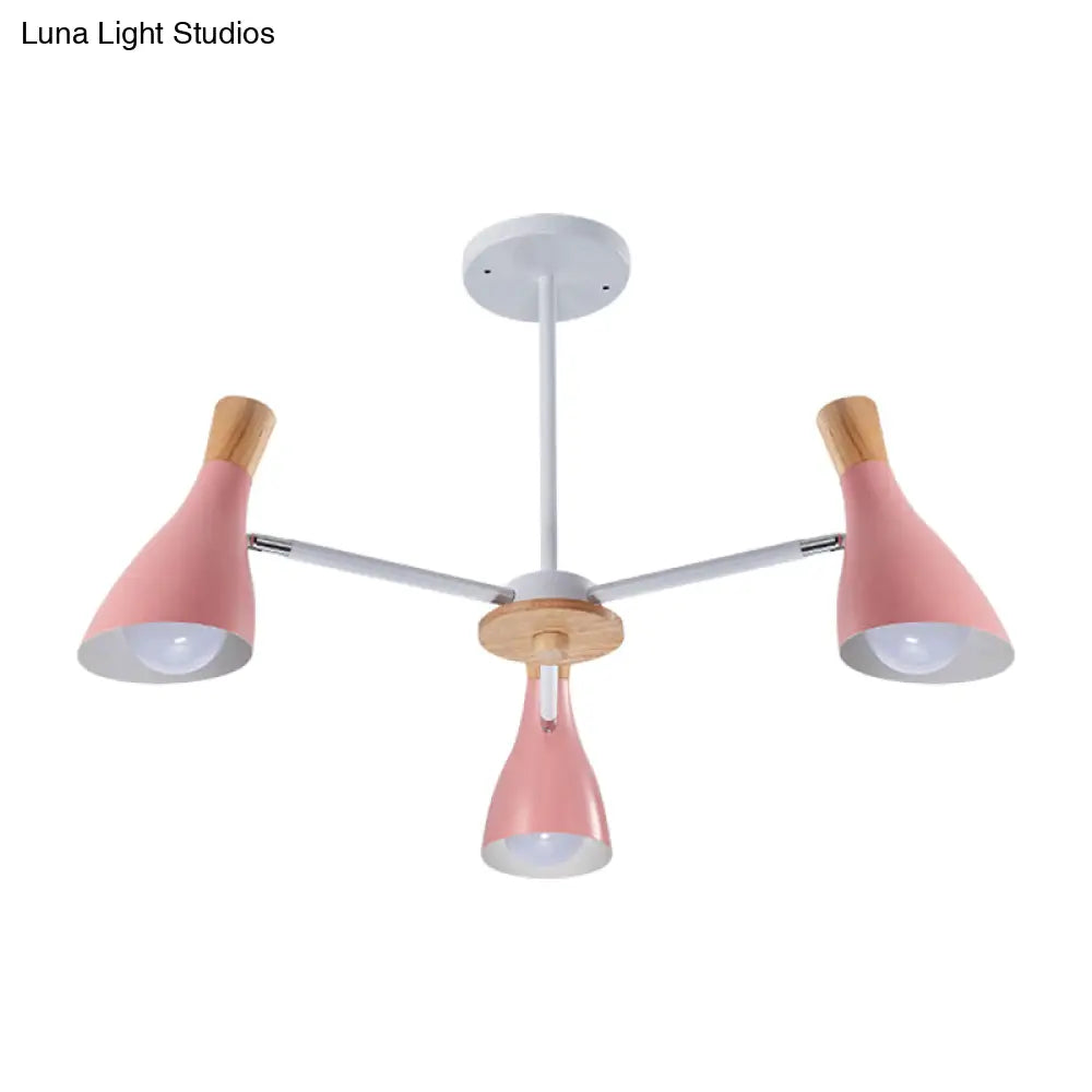 Macaron Loft Chandelier: Baby Bedroom Hanging Light With 3 Metal Lights