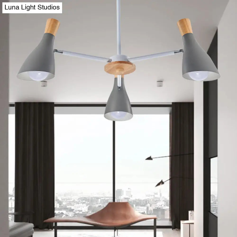 Macaron Loft Chandelier: Baby Bedroom Hanging Light With 3 Metal Lights