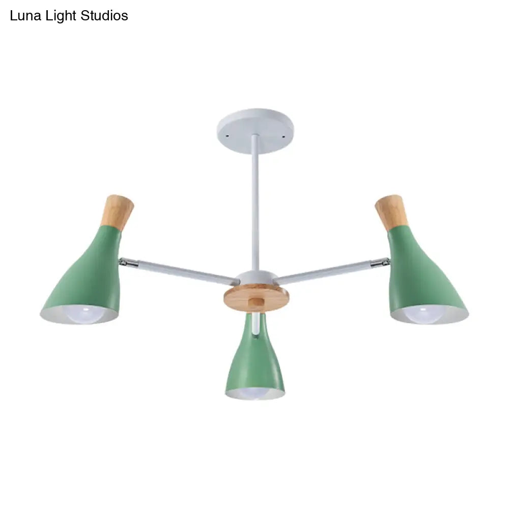 Macaron Loft Chandelier: Baby Bedroom Hanging Light With 3 Metal Lights