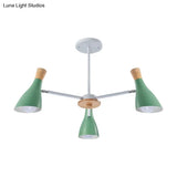 Macaron Loft Chandelier: Baby Bedroom Hanging Light With 3 Metal Lights