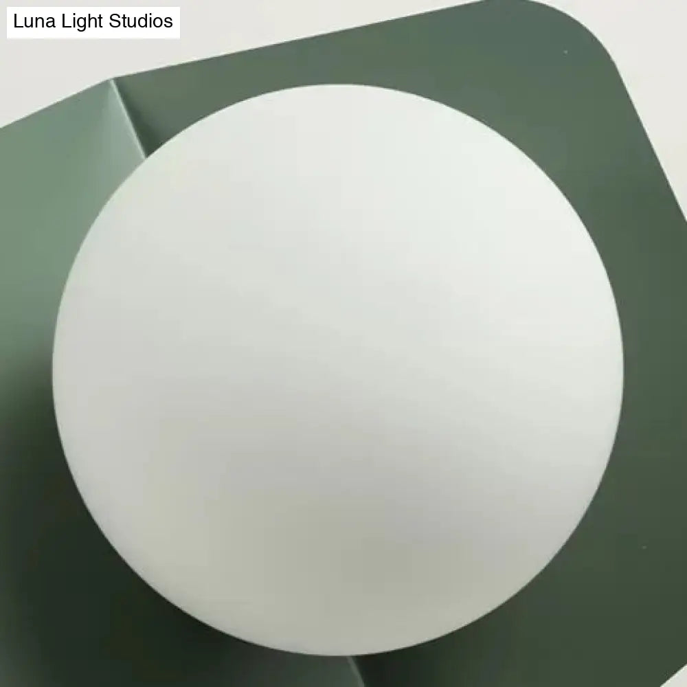 Macaron Loft Flush Mount Light: Orb Shade Frosted Glass 1-Bulb Ceiling Fixture For Hallway