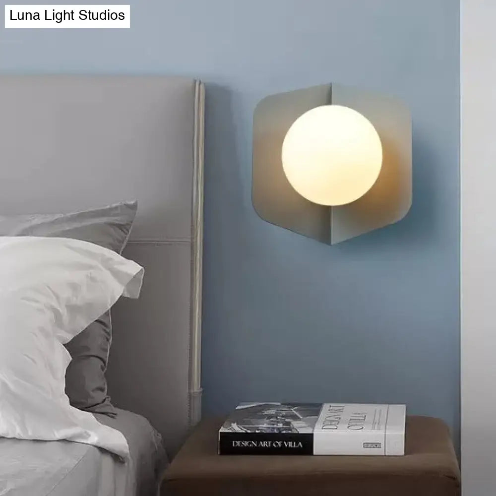 Macaron Loft Flush Mount Light: Orb Shade Frosted Glass 1-Bulb Ceiling Fixture For Hallway